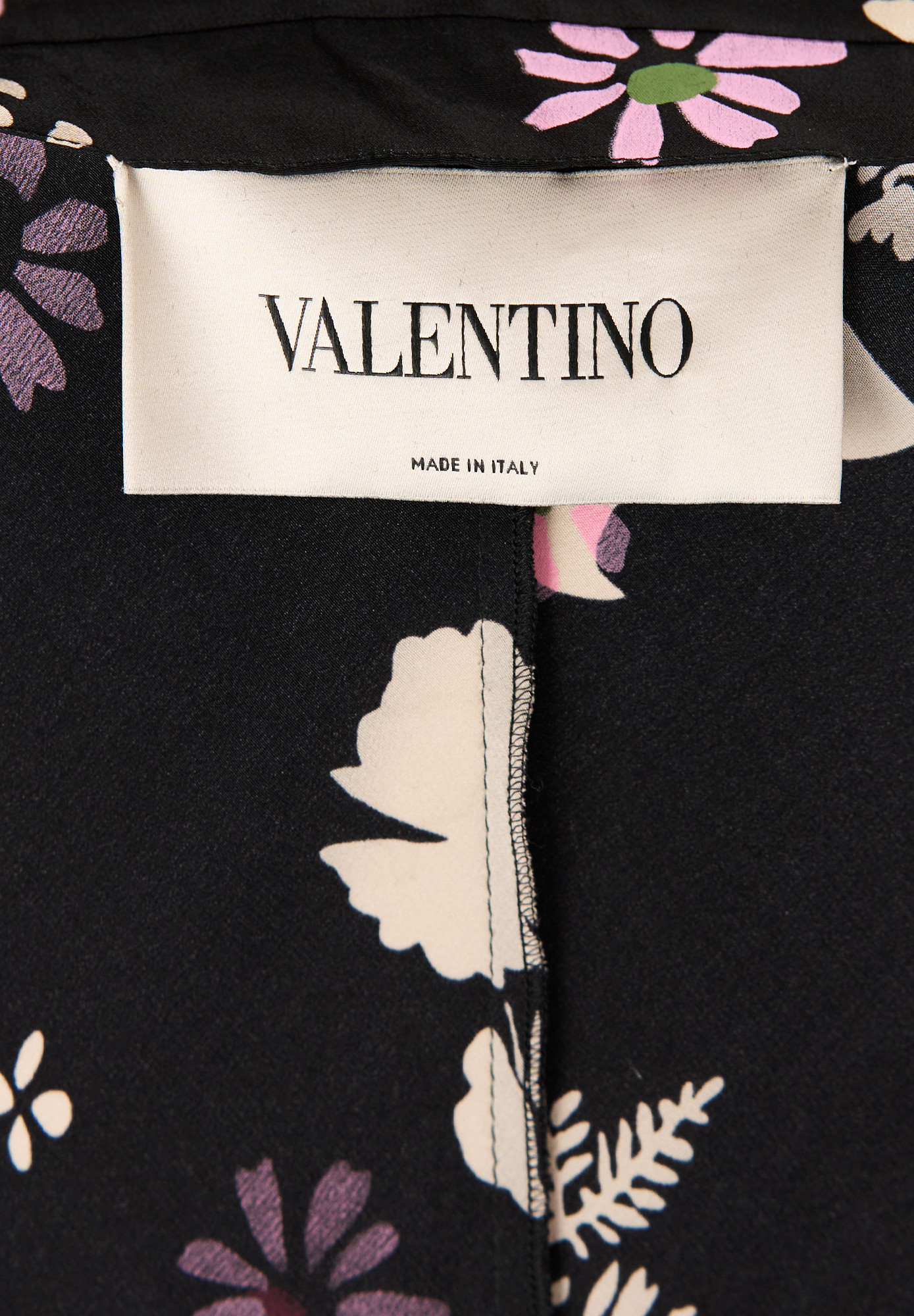 Черное шелковое платье Valentino с цветочным принтом
