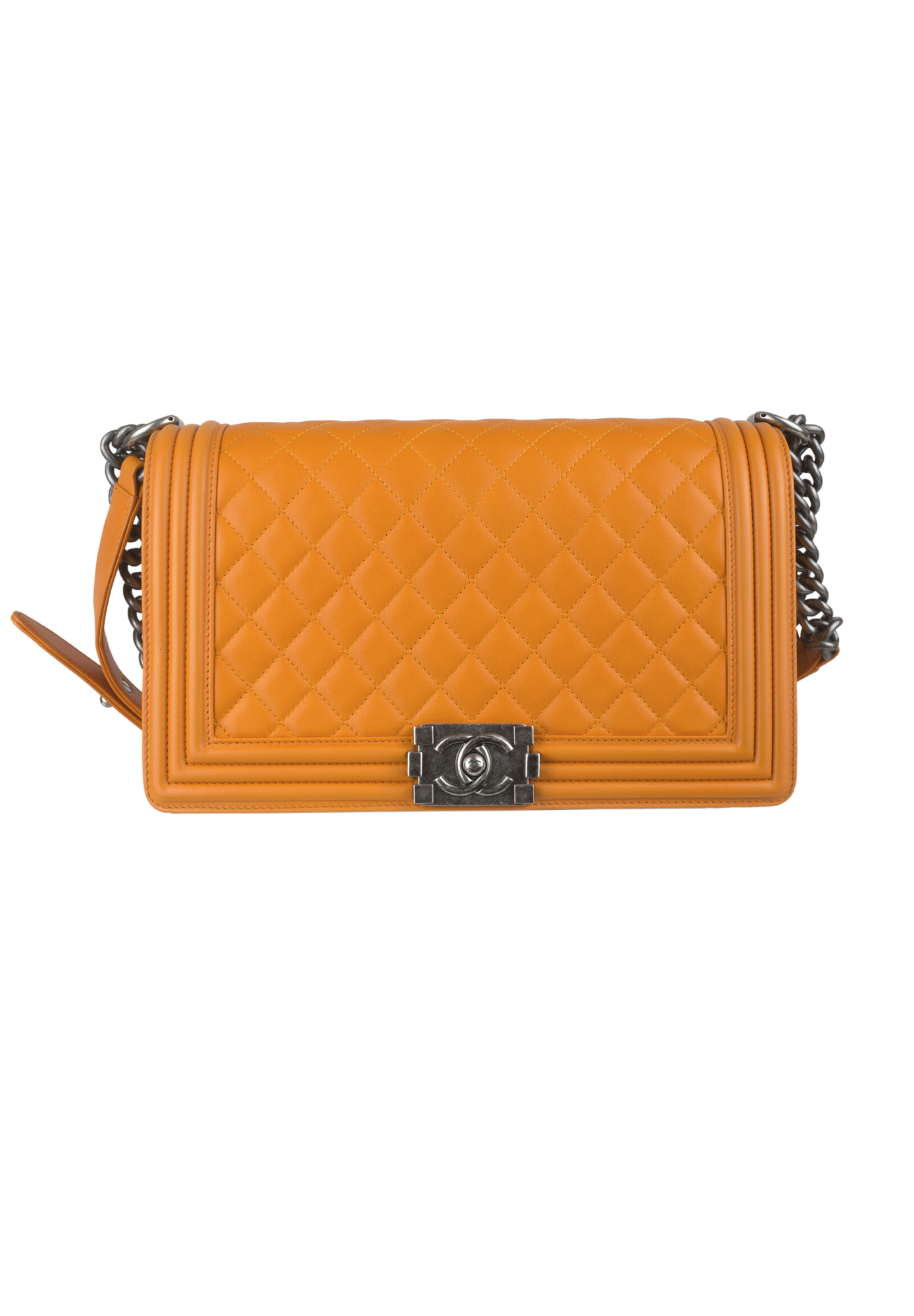 Стеганая оранжевая сумка Chanel Boy