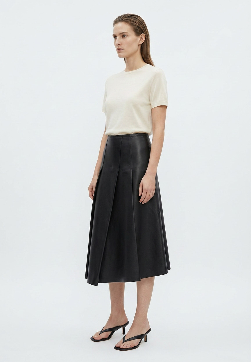 Черная кожаная юбка Jil Sander 