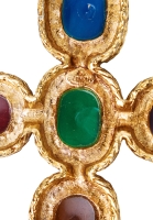 Золотистая брошь Givenchy с разноцветными кабошонами