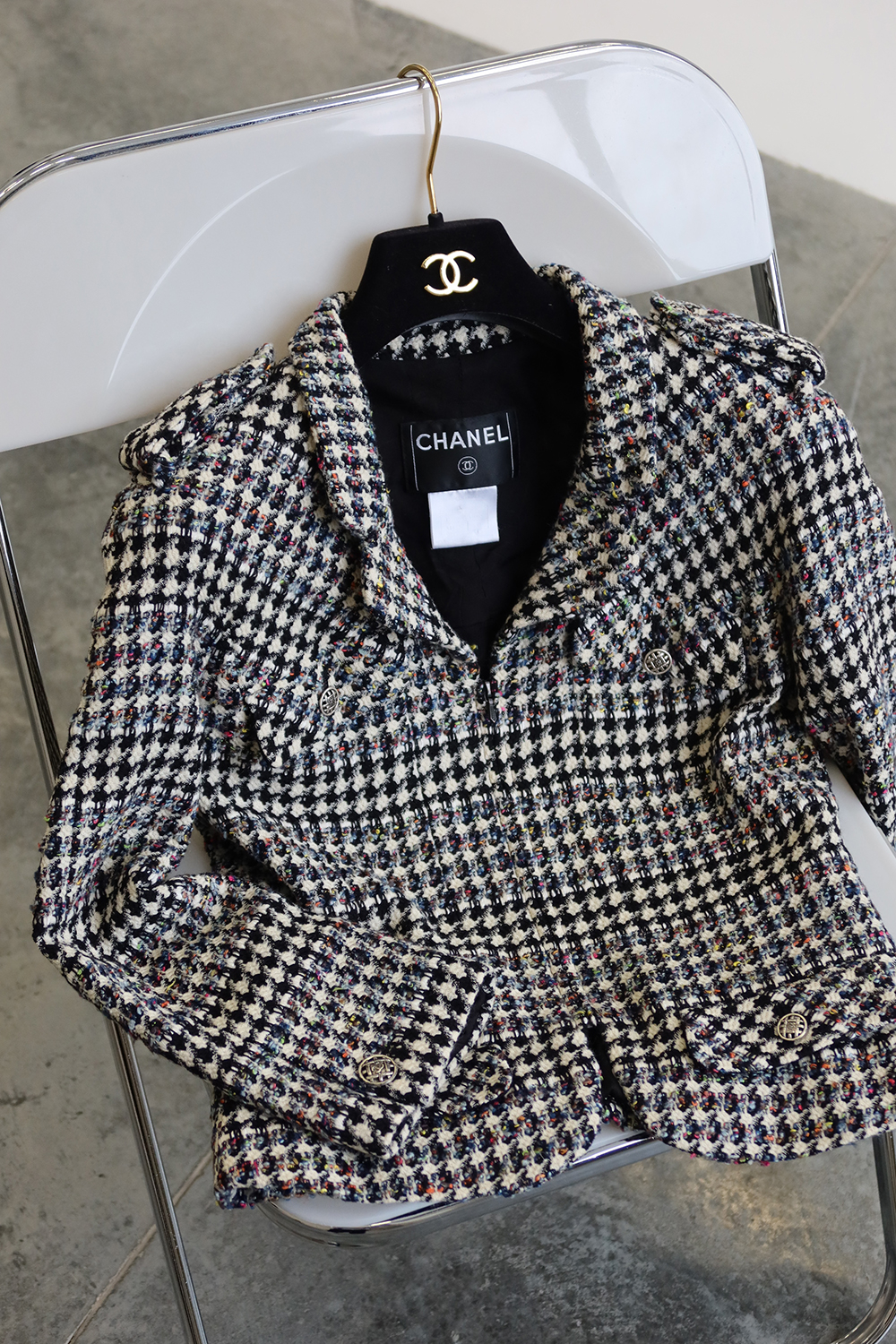 Клетчатый цветной жакет Chanel