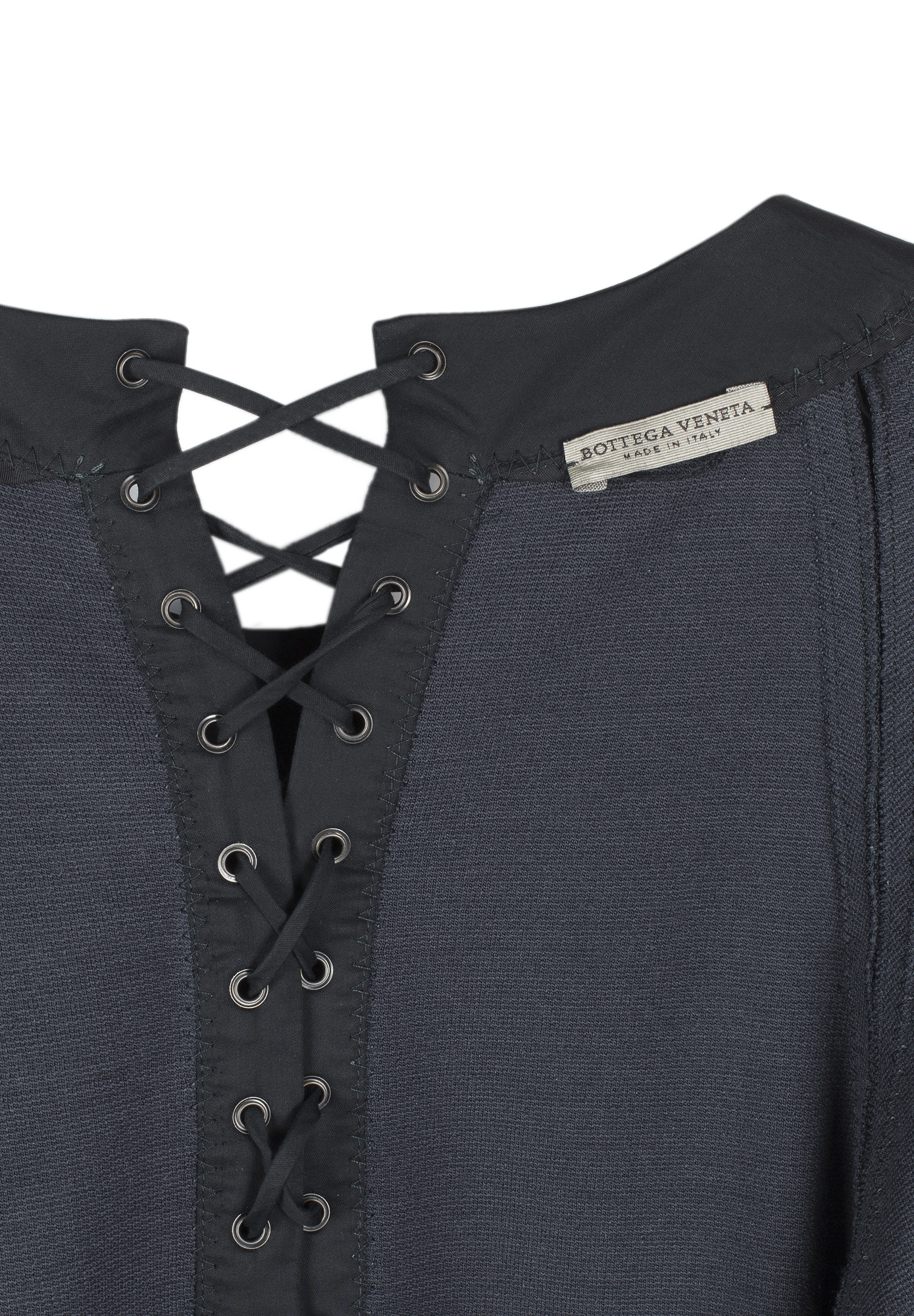 Серое платье Bottega Veneta с корсетной шнуровкой