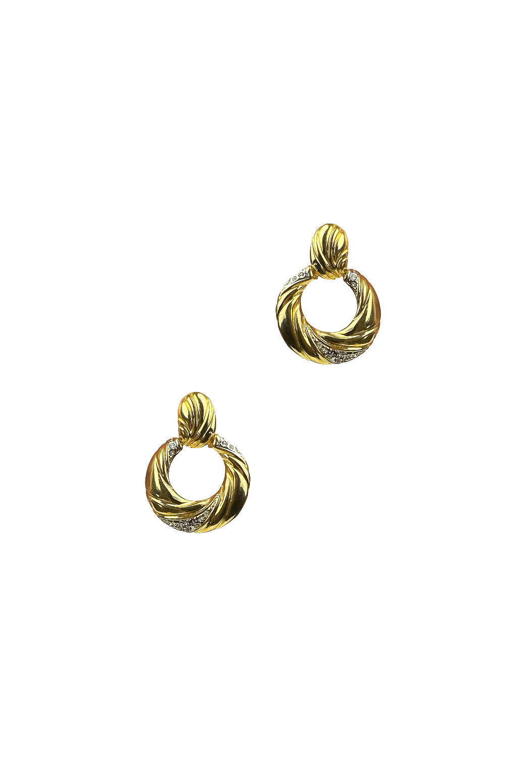 Золотистые серьги с кристаллами