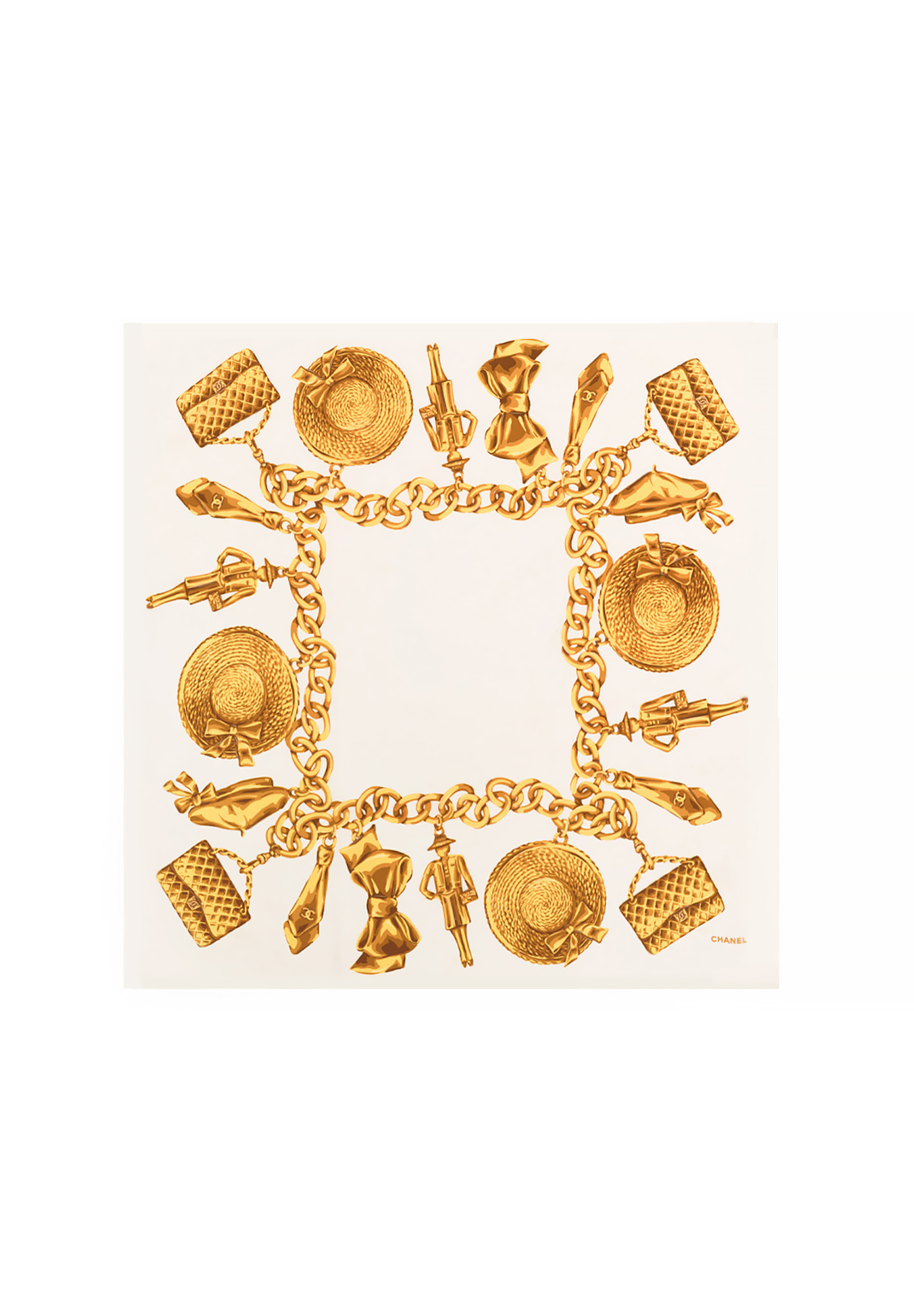 Белый платок Chanel с принтом