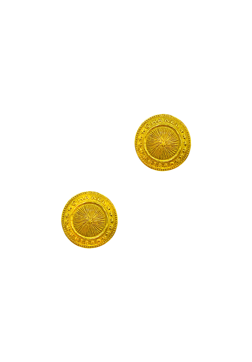 Крупные круглые клипсы Chanel 
