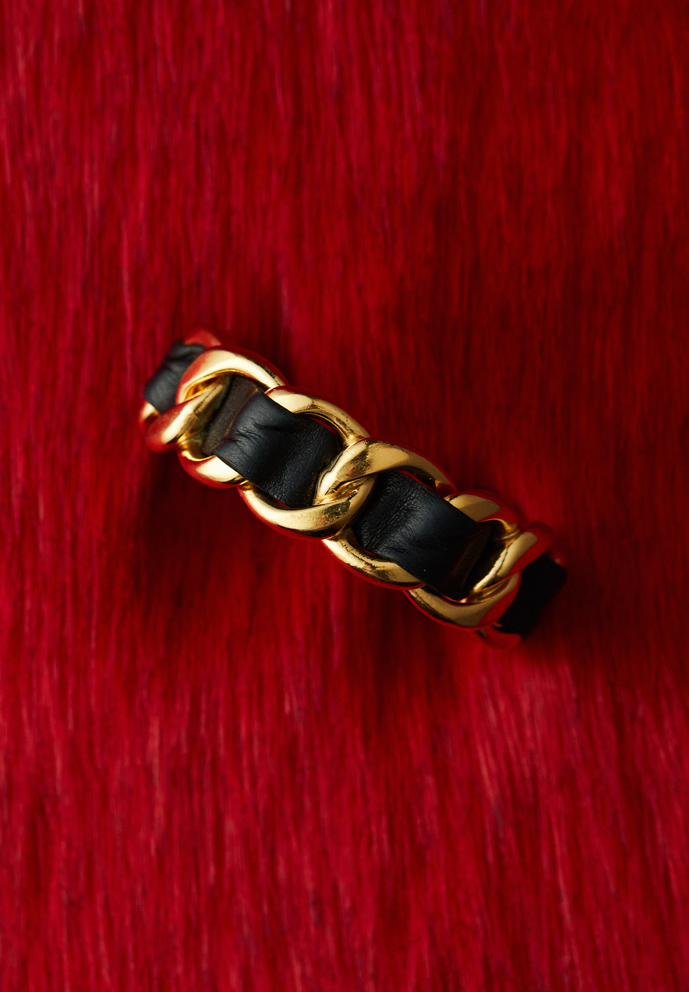 Браслет-кафф Chanel с кожаным плетением