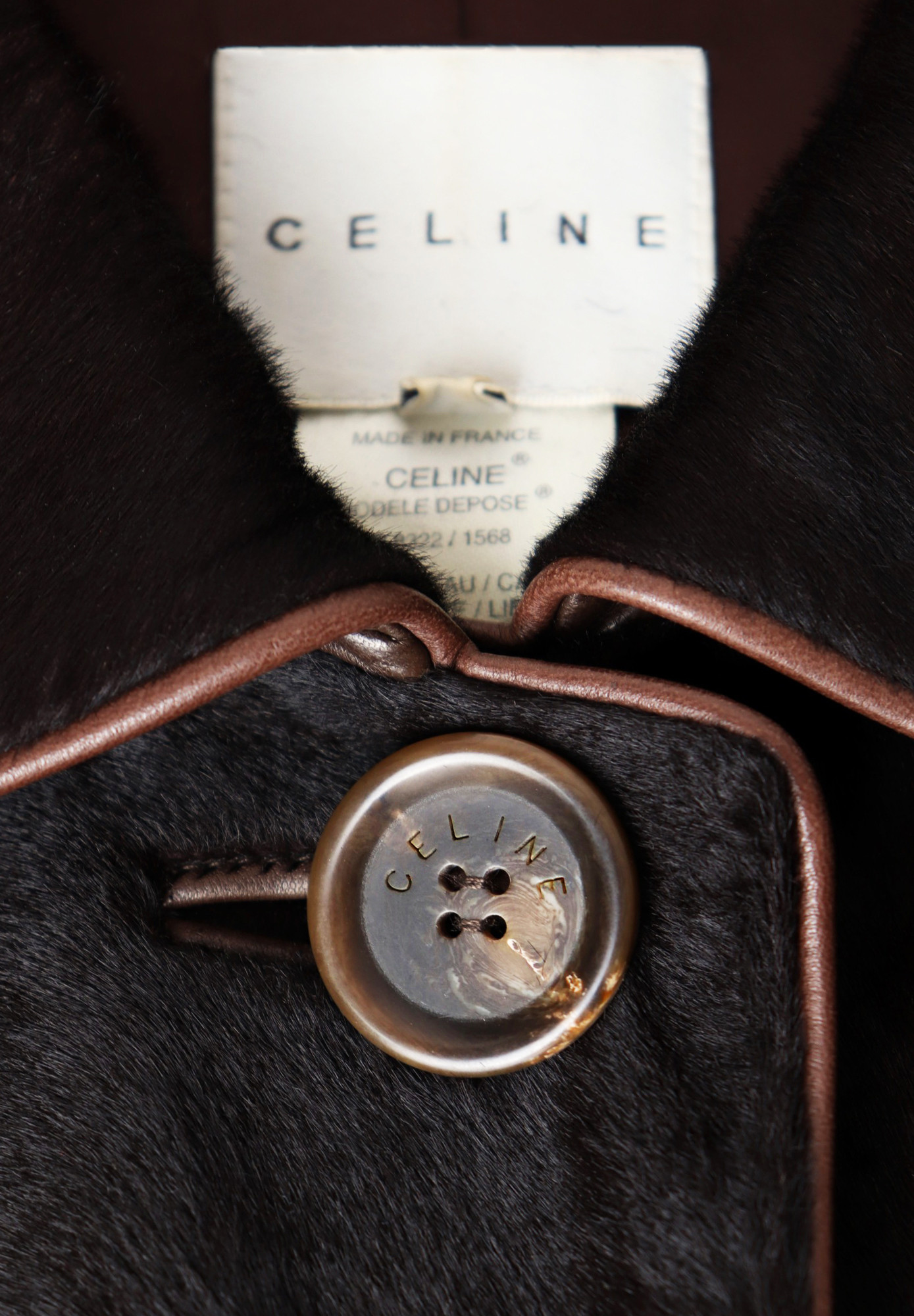 Пальто Celine с меховым воротником