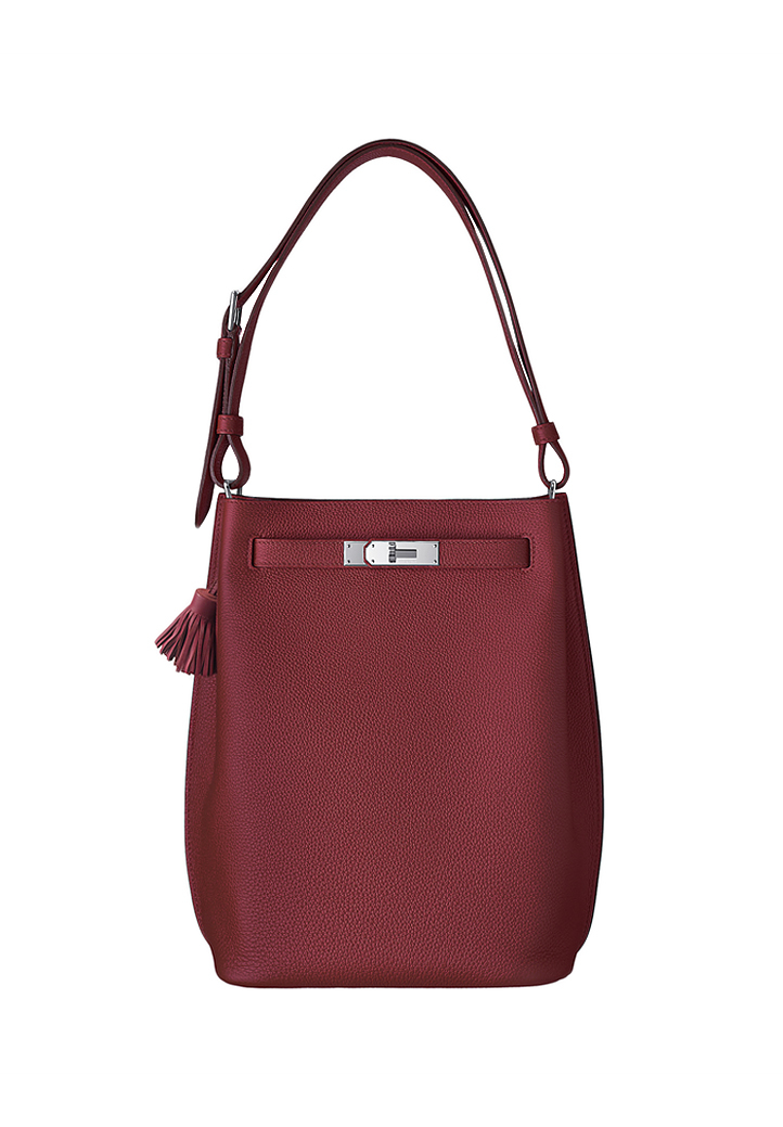 Брусничная сумка Hermès So-Kelly 22 в коже Togo