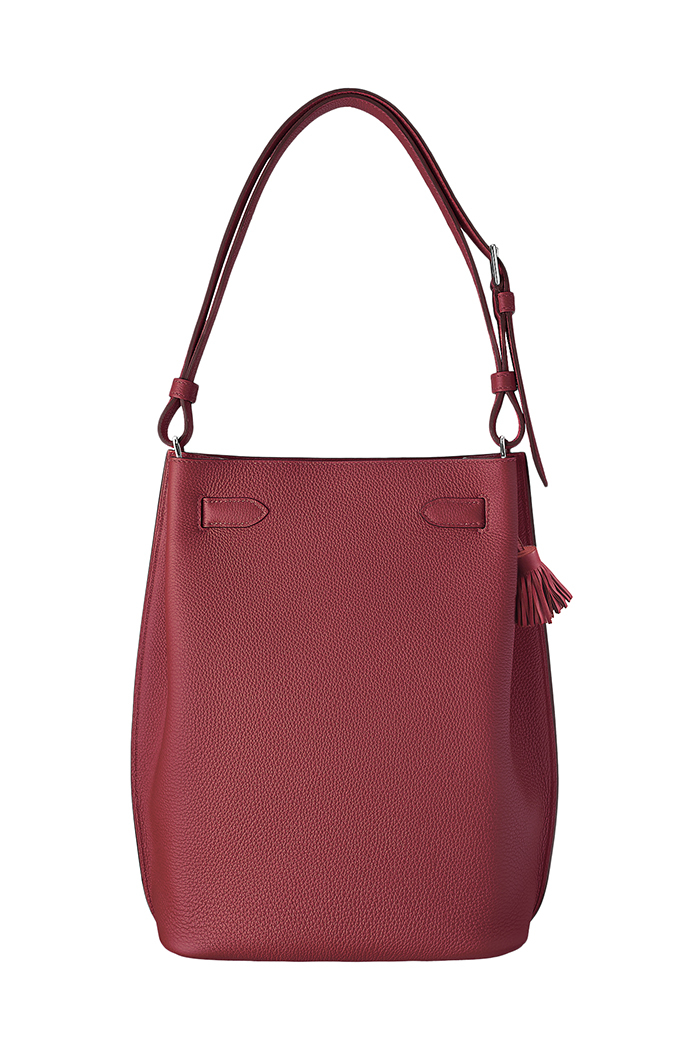 Брусничная сумка Hermès So-Kelly 22 в коже Togo