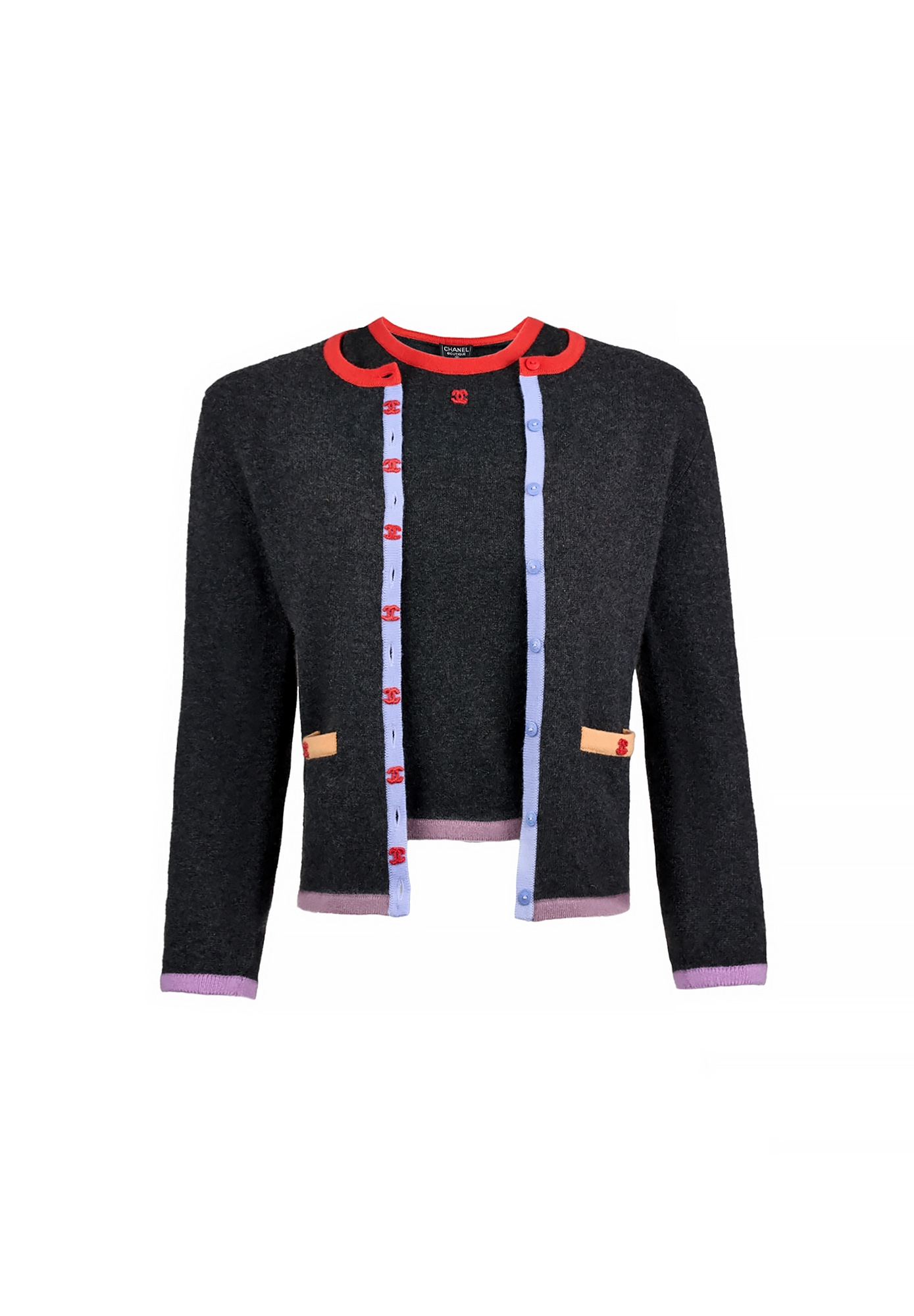 Кашемировый комплект Chanel с контрастной отделкой