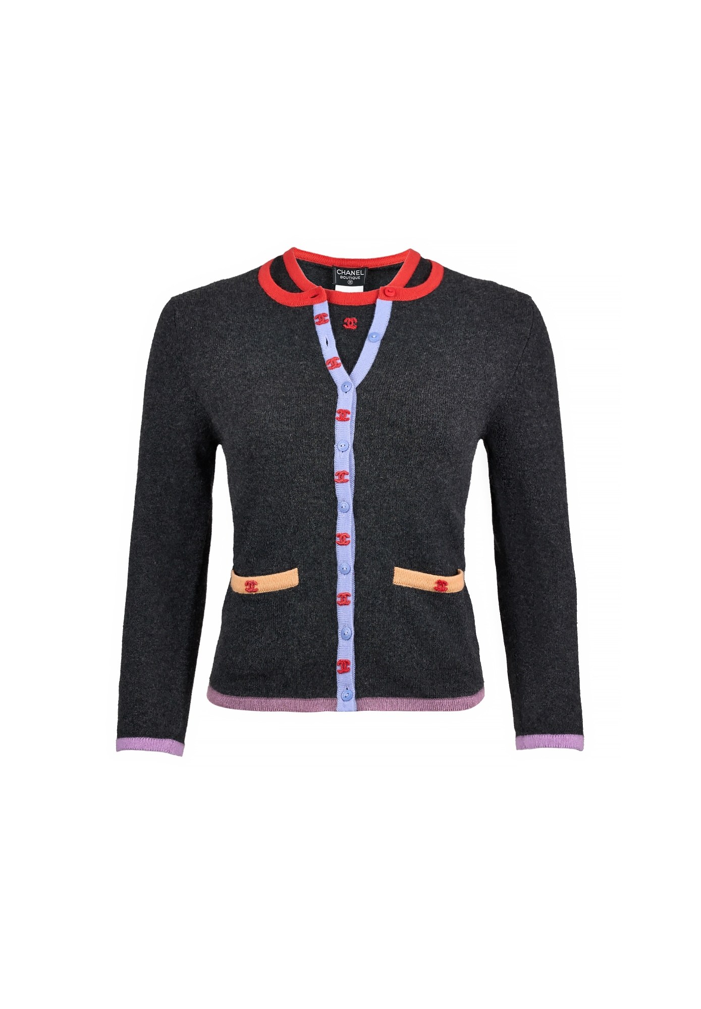 Кашемировый комплект Chanel с контрастной отделкой