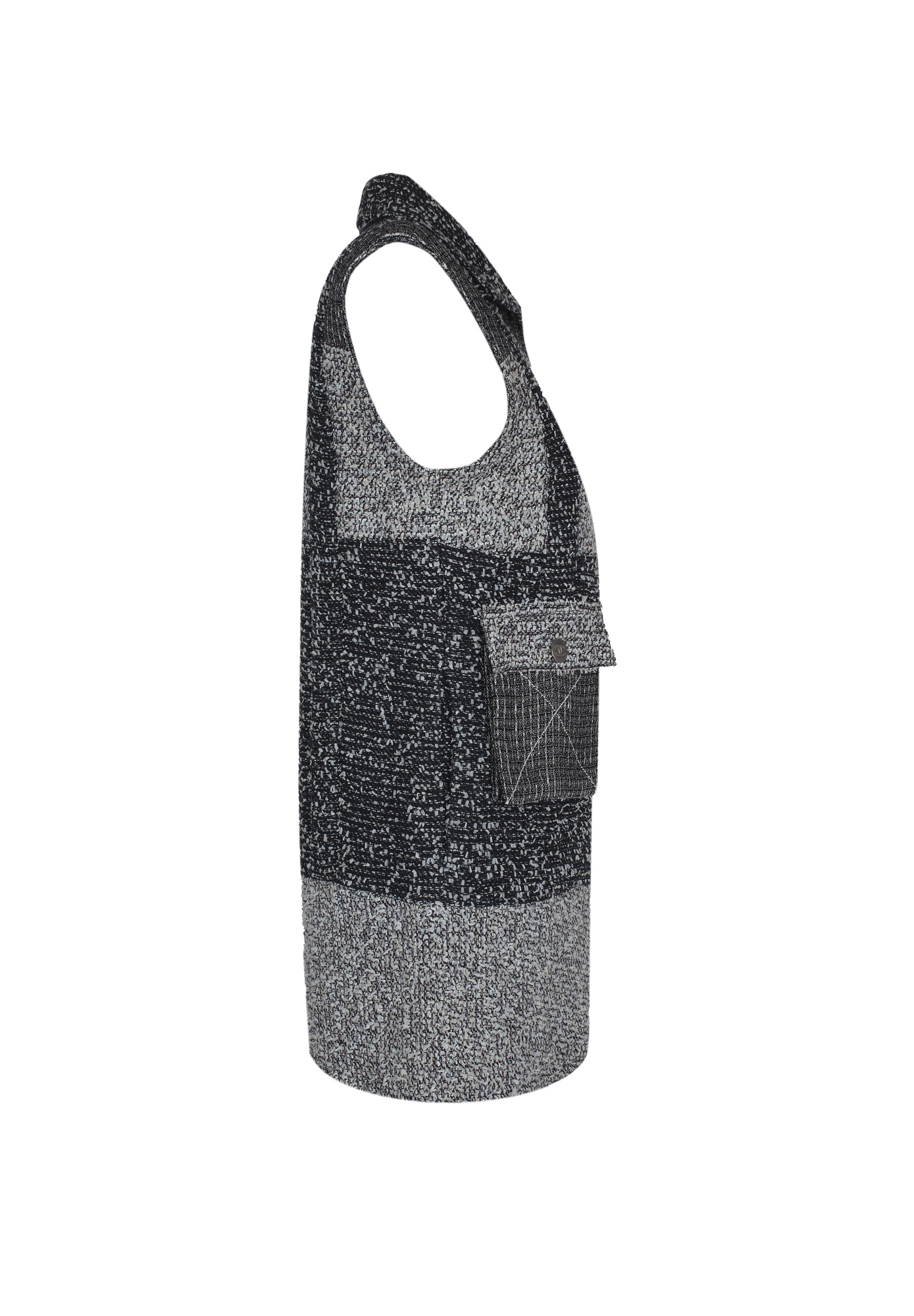 Серая твидовая накидка-жилет Chanel