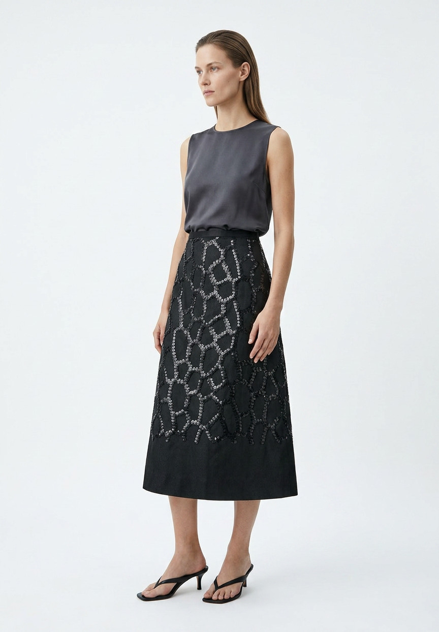 Черная юбка Dries Van Noten с пайетками