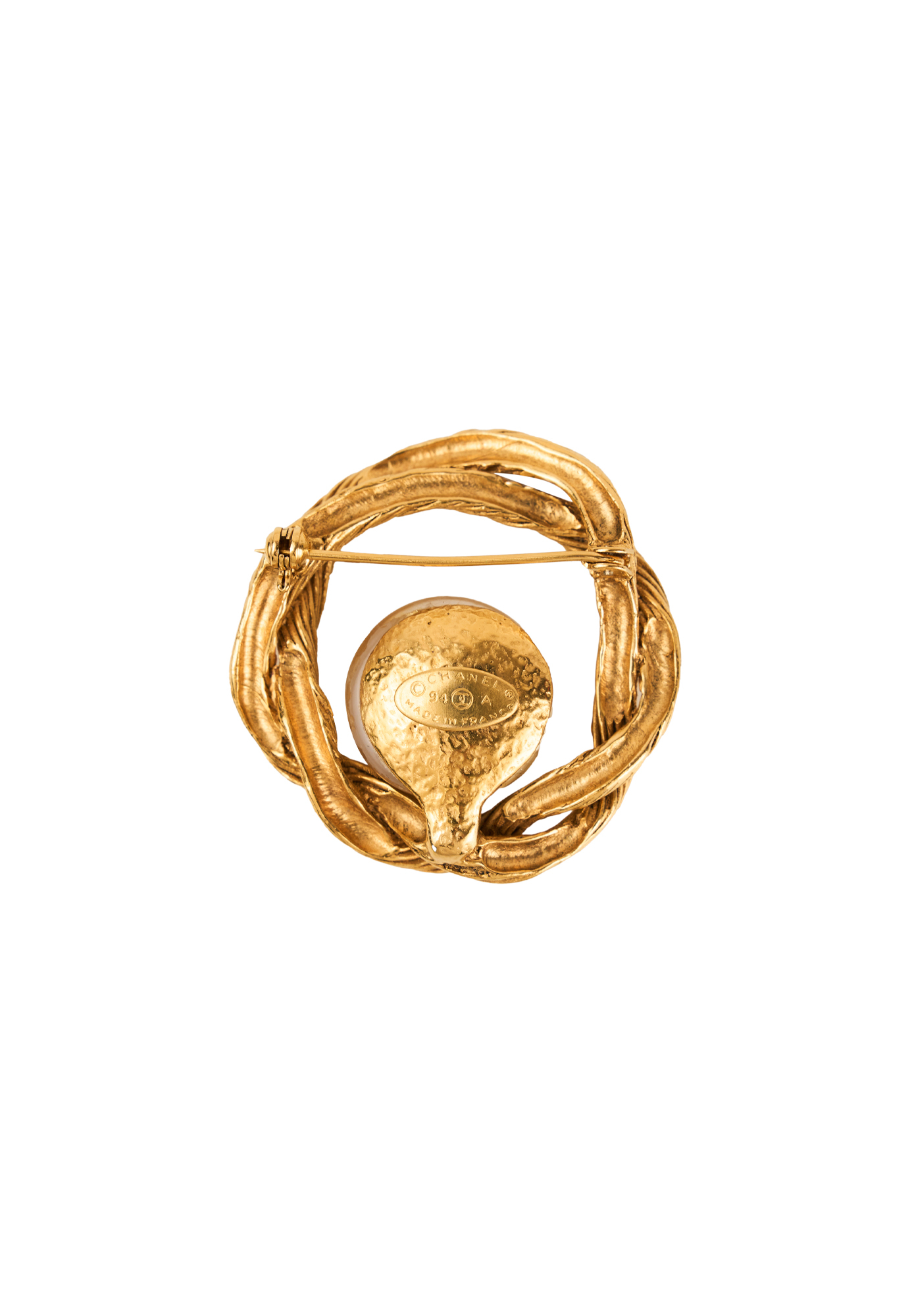 Витая брошь Chanel с жемчужиной 