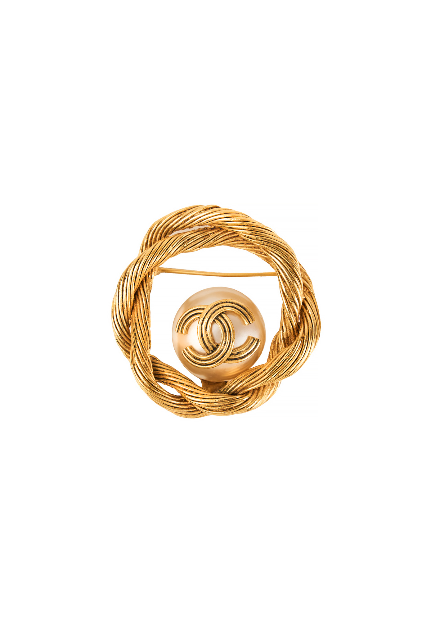 Витая брошь Chanel с жемчужиной 