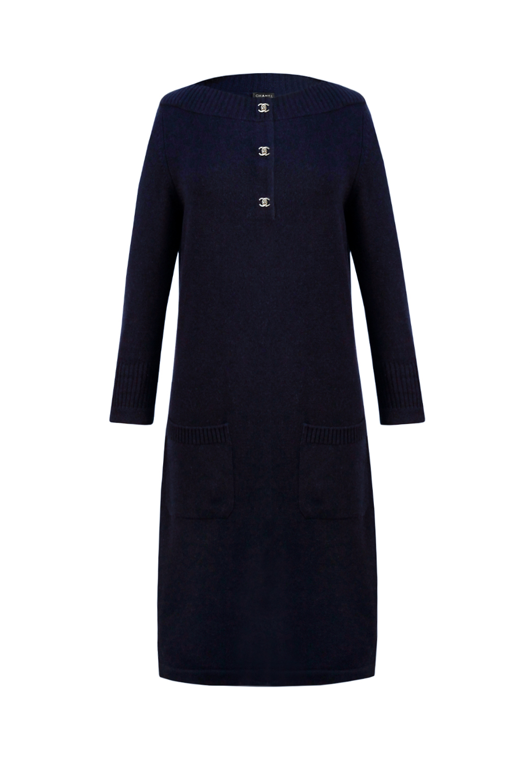 Синее кашемировое платье Chanel