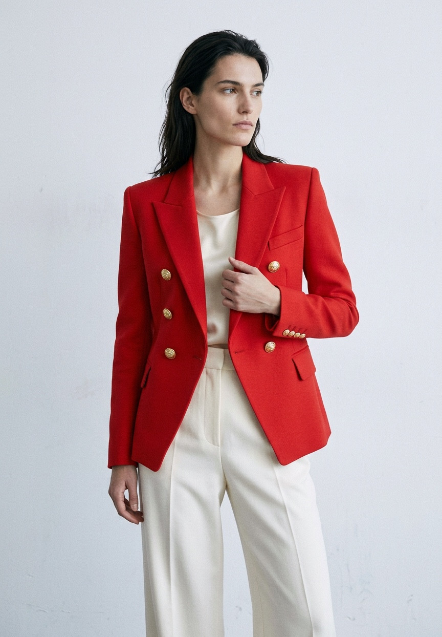 Красный жакет Balmain