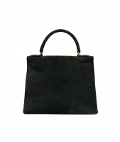 Черная замшевая сумка Hermès Kelly 28