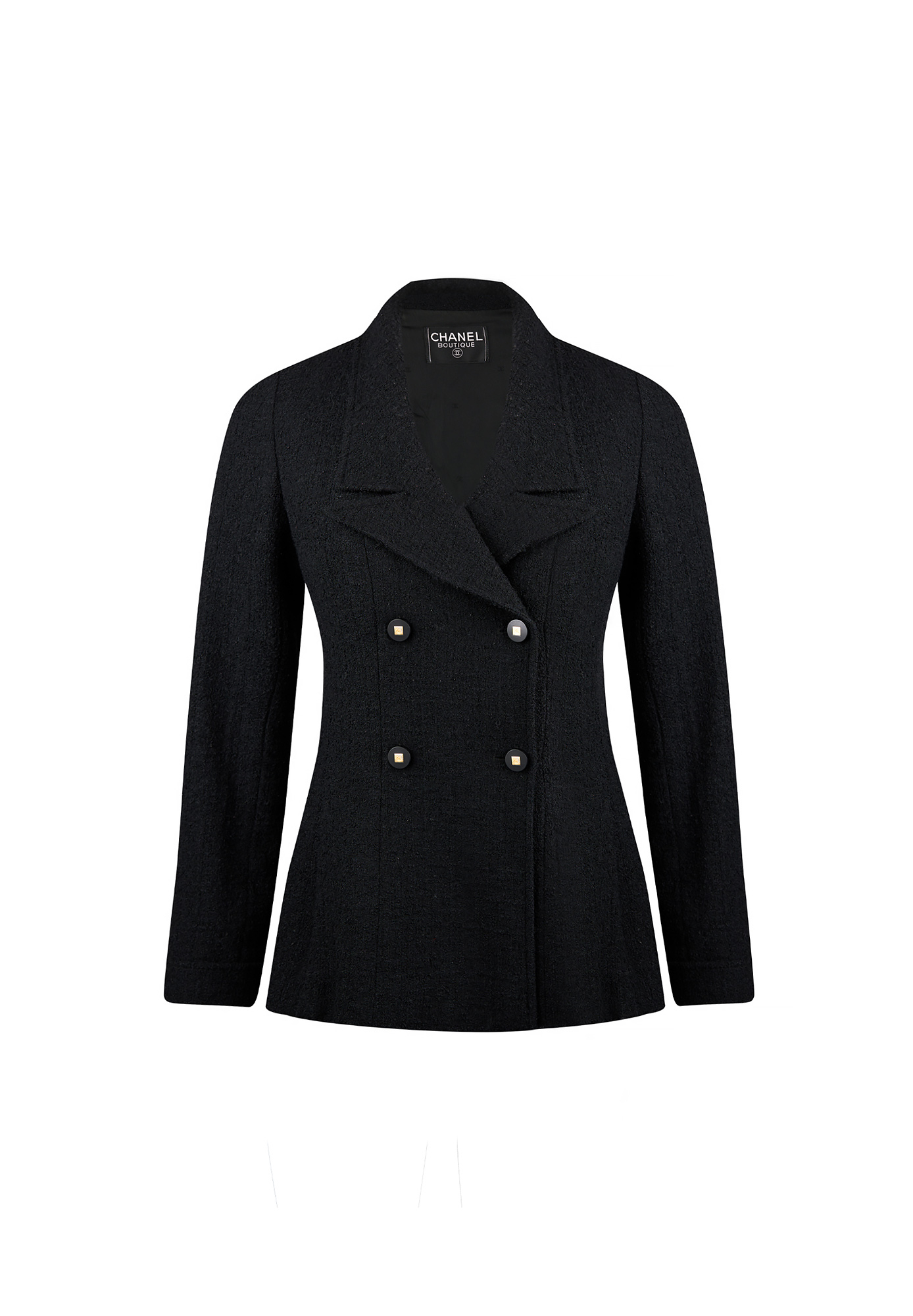 Чёрный твидовый жакет Chanel