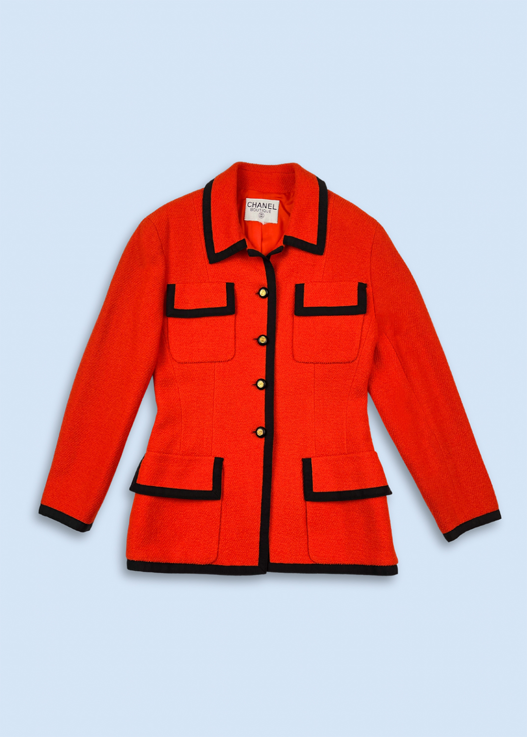 Оранжевый твидовый жакет Chanel