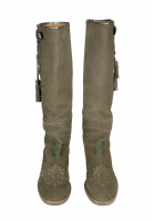 Зеленые замшевые сапоги Chanel