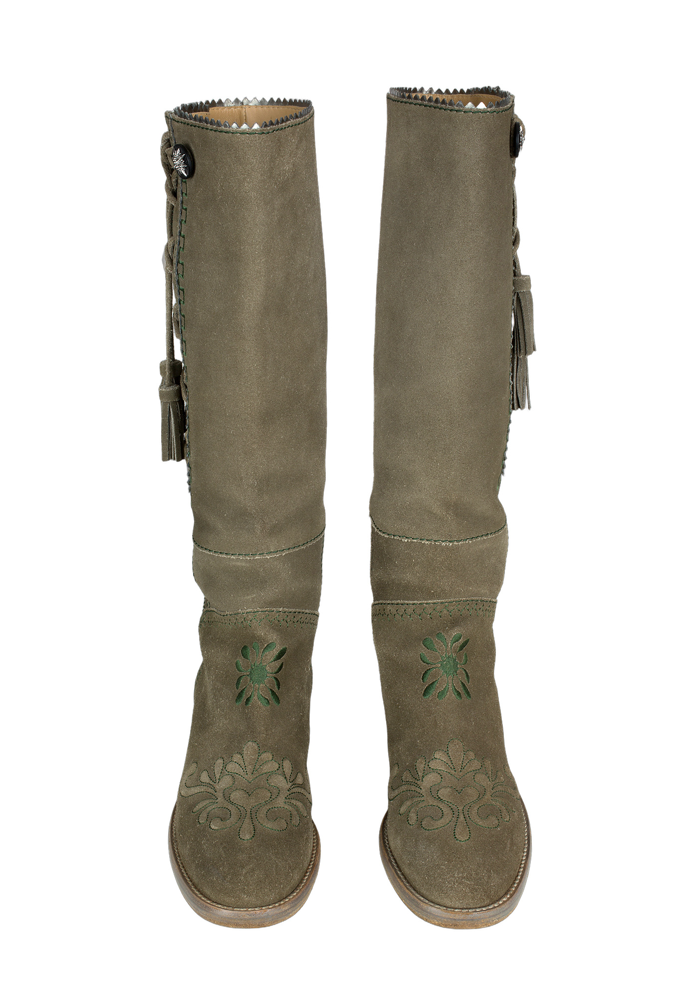 Зеленые замшевые сапоги Chanel