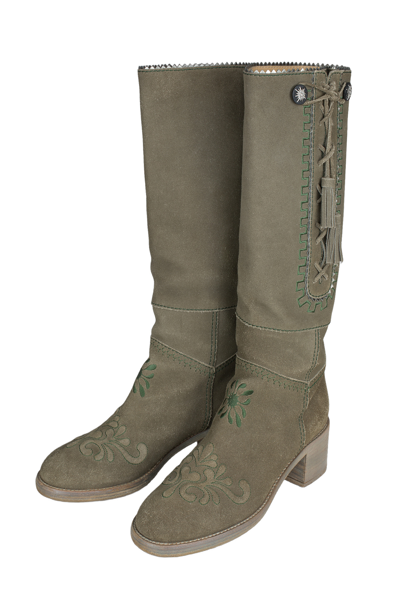 Зеленые замшевые сапоги Chanel