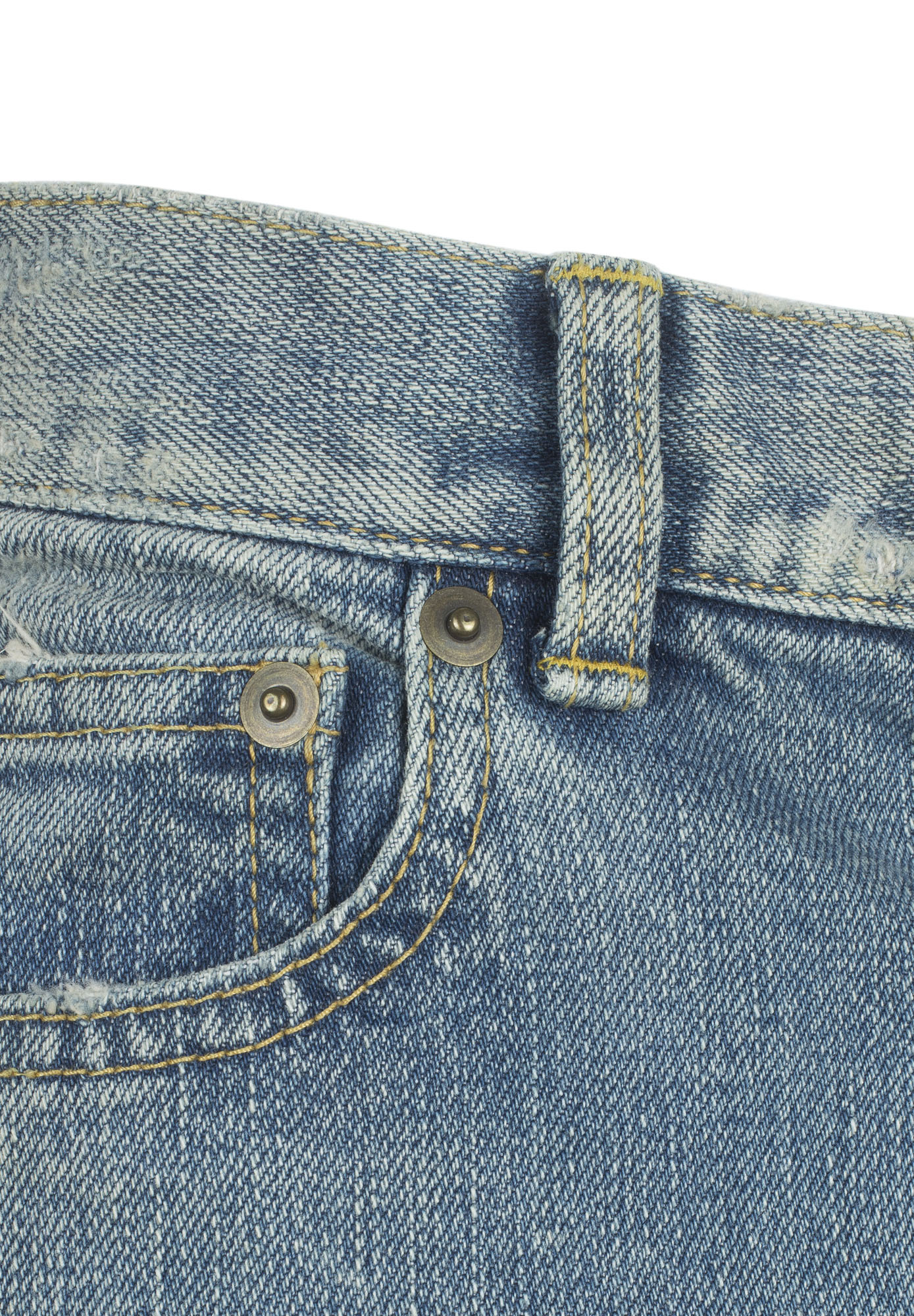 Голубые  джинсы Saint Laurent с эффектом потертости