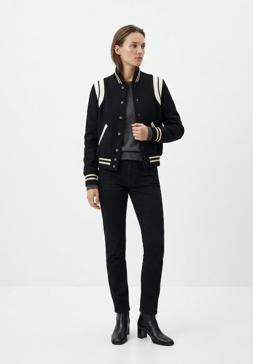 Черный бомбер Saint Laurent 