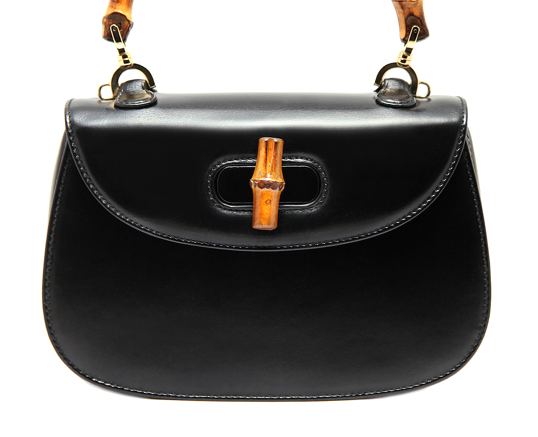 Черная сумка Gucci mini Bamboo с ремешком