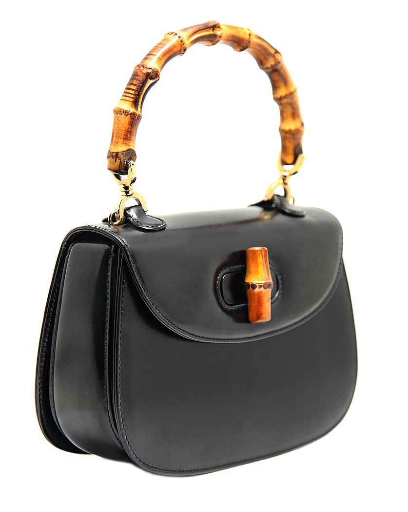 Черная сумка Gucci mini Bamboo с ремешком