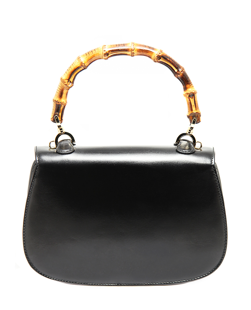 Черная сумка Gucci mini Bamboo с ремешком