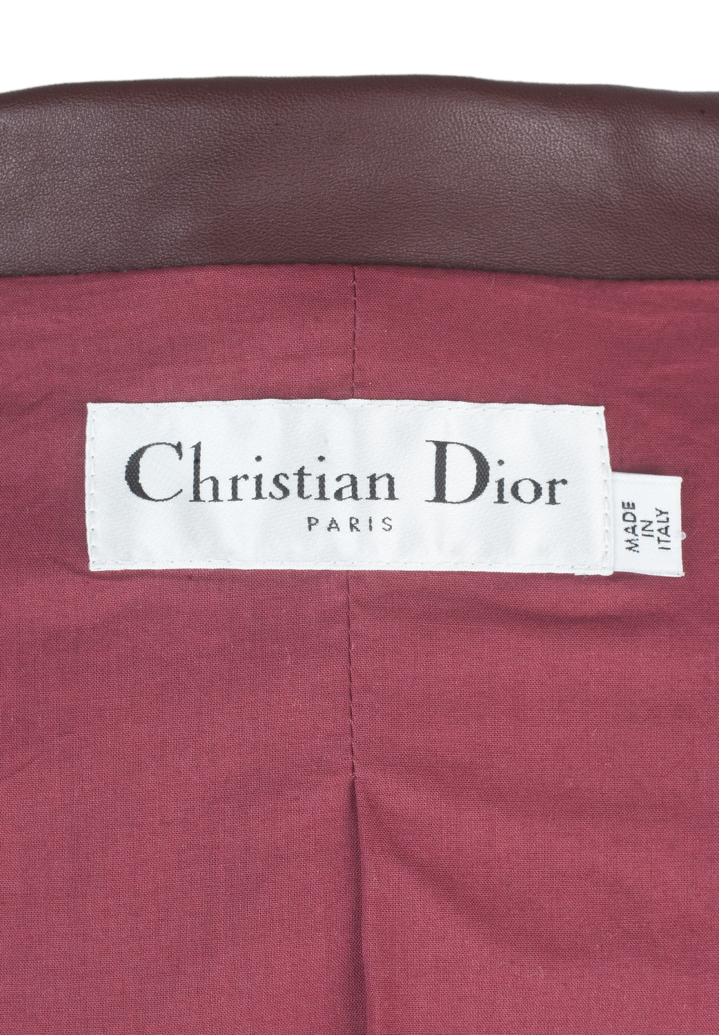 Бордовый кожаный костюм Christian Dior