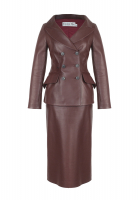 Бордовый кожаный костюм Christian Dior