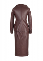 Бордовый кожаный костюм Christian Dior