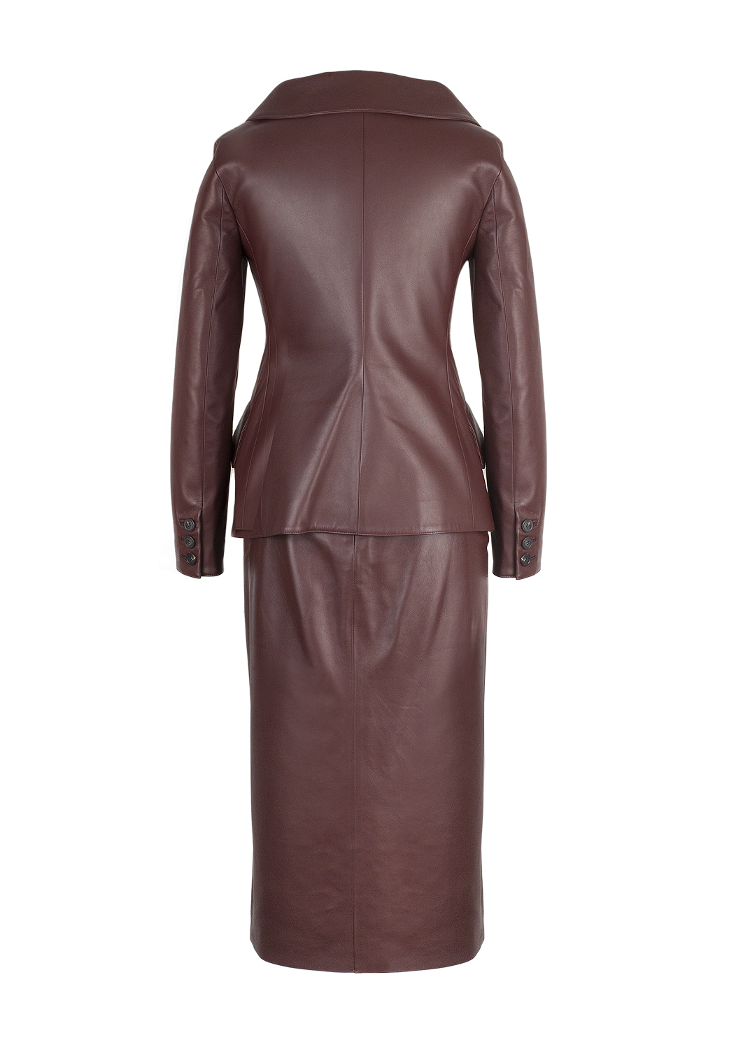 Бордовый кожаный костюм Christian Dior