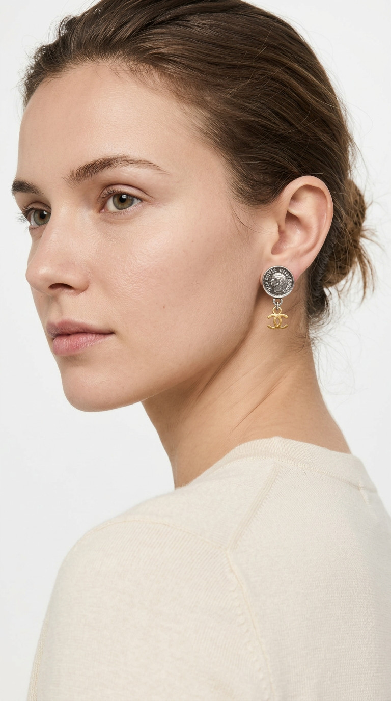 Клипсы Chanel с портретом Коко Шанель