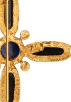 Черная брошь-крест с кабошоном