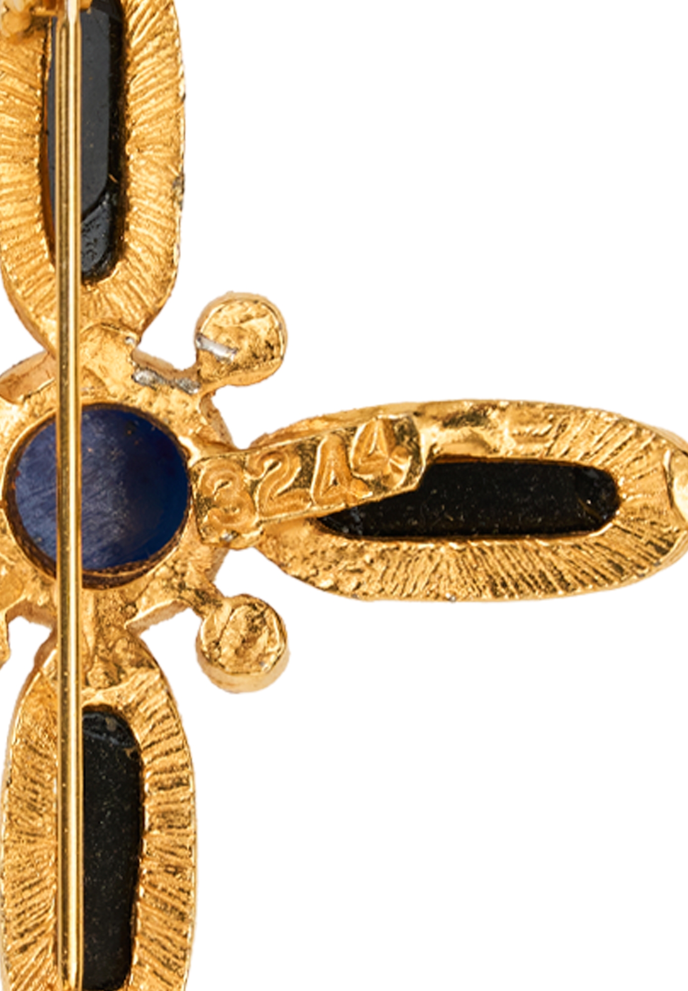 Черная брошь-крест с кабошоном