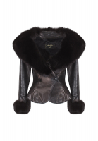 Чёрная кожаная куртка Jean-Claude Jitrois с меховой отделкой