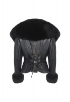 Чёрная кожаная куртка Jean-Claude Jitrois с меховой отделкой