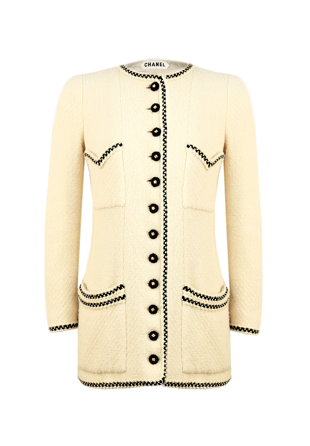 Бежевый жакет Chanel haute couture с оторочкой