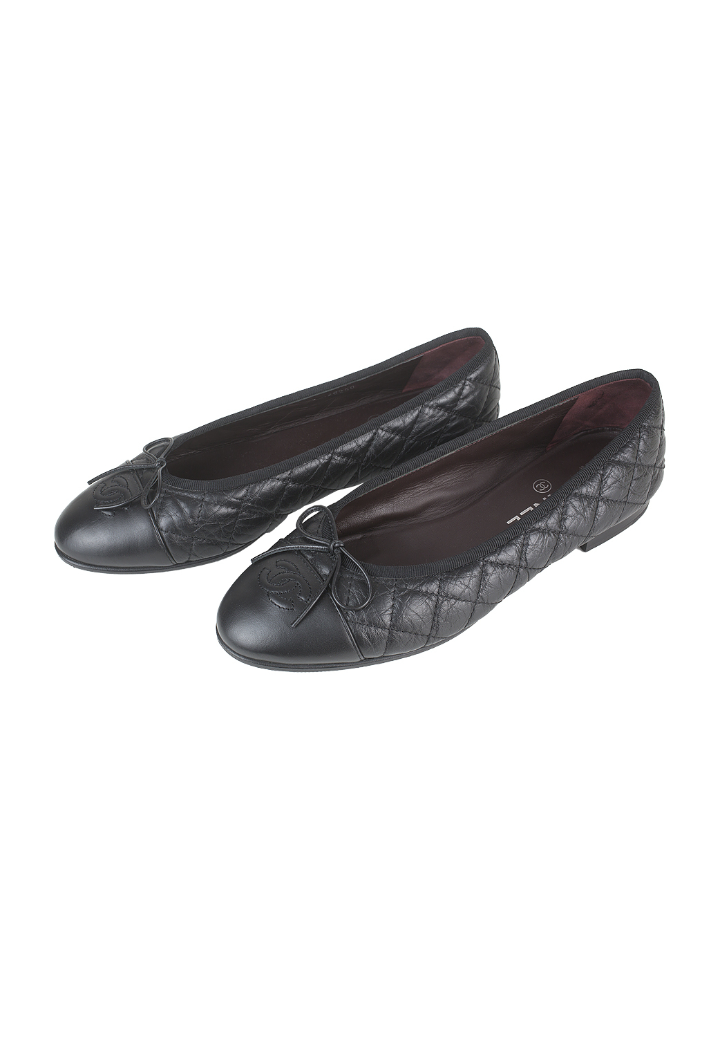 Черные стеганые балетки Chanel