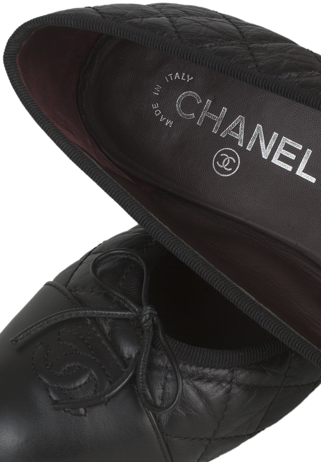 Черные стеганые балетки Chanel