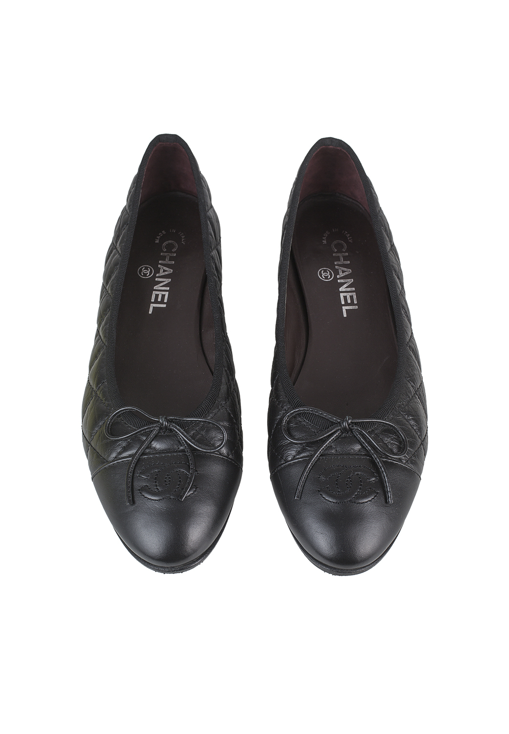 Черные стеганые балетки Chanel