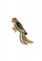 Эмалевая брошь-попугай
