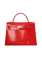 Красная сумка Hermès Kelly 32 из кожи ящерицы