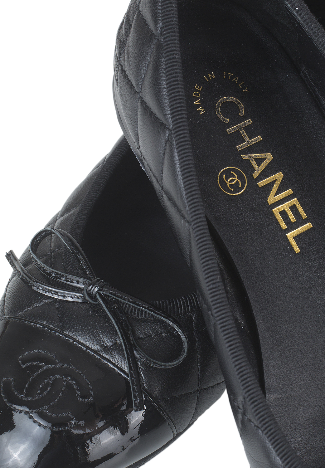 Черные стеганые балетки Chanel