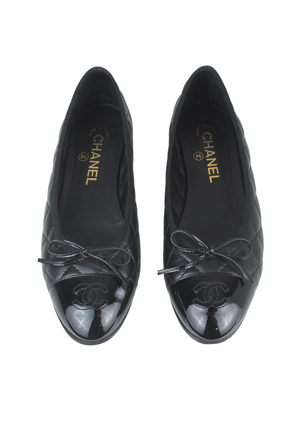 Черные стеганые балетки Chanel