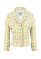 Зелено-розовый твидовый жакет Chanel